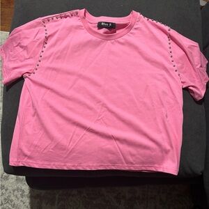 Pink Studded Short Sleeve Top